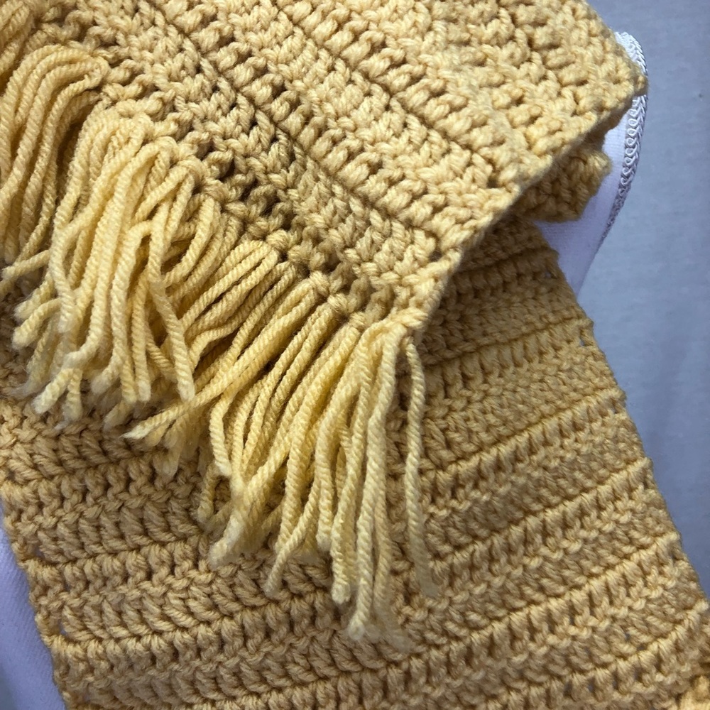 Handmade Mustard Yellow Thick Knit Scarf